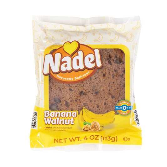 Nadel - Naturally Delicious Banana Nut bread, 12 Pack, Fresh Bananas, Crunchy Walnuts, Lunch snack breakfast bars Natural