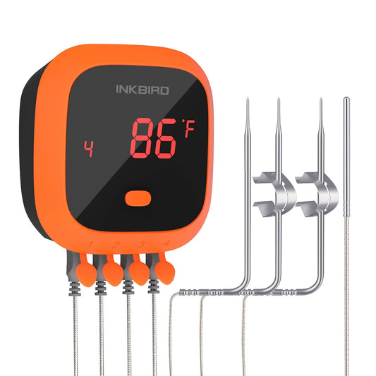 Inkbird Waterproof 150 FT Bluetooth Meat Thermometer IBT-4XC with Magnet, Timer, Alarm and 4 Probes, BBQ Grill Digital