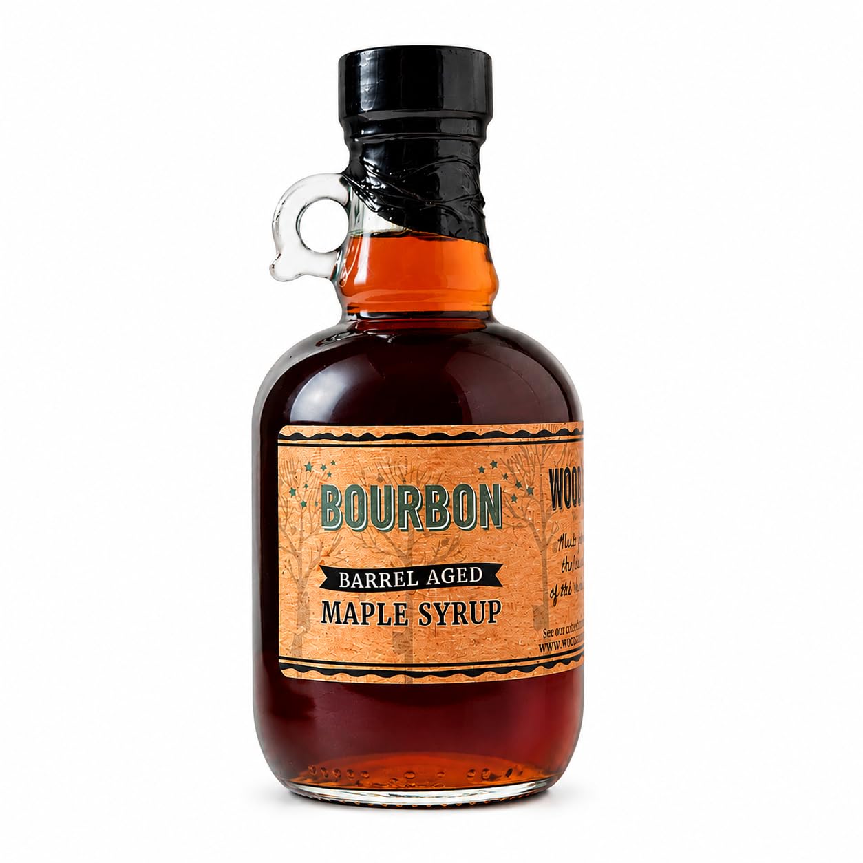 Wood's Vermont Bourbon Barrel Aged Maple Syrup – 100% Pure Grade A Dark Robust Maple Syrup, Small Batch Vermont Made, Oak Barrel Finished, Natural Sweetener for Pancakes, Cocktails, Coffee &amp; Baking, 8.45 oz
