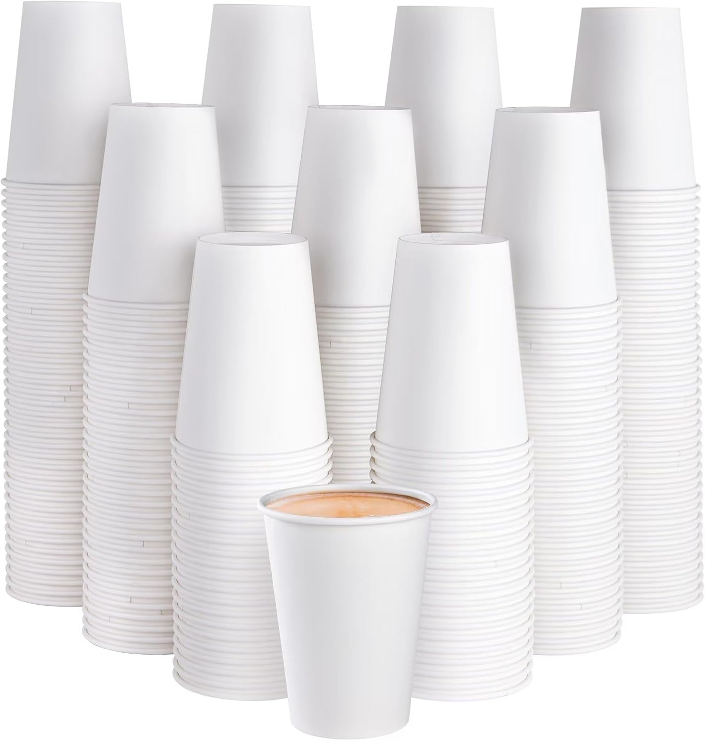 JOLLY PARTY 300 Pack 12 oz Disposable Paper Coffee Cup, Hot/Cold Beverage Drinking Cups for Water, W