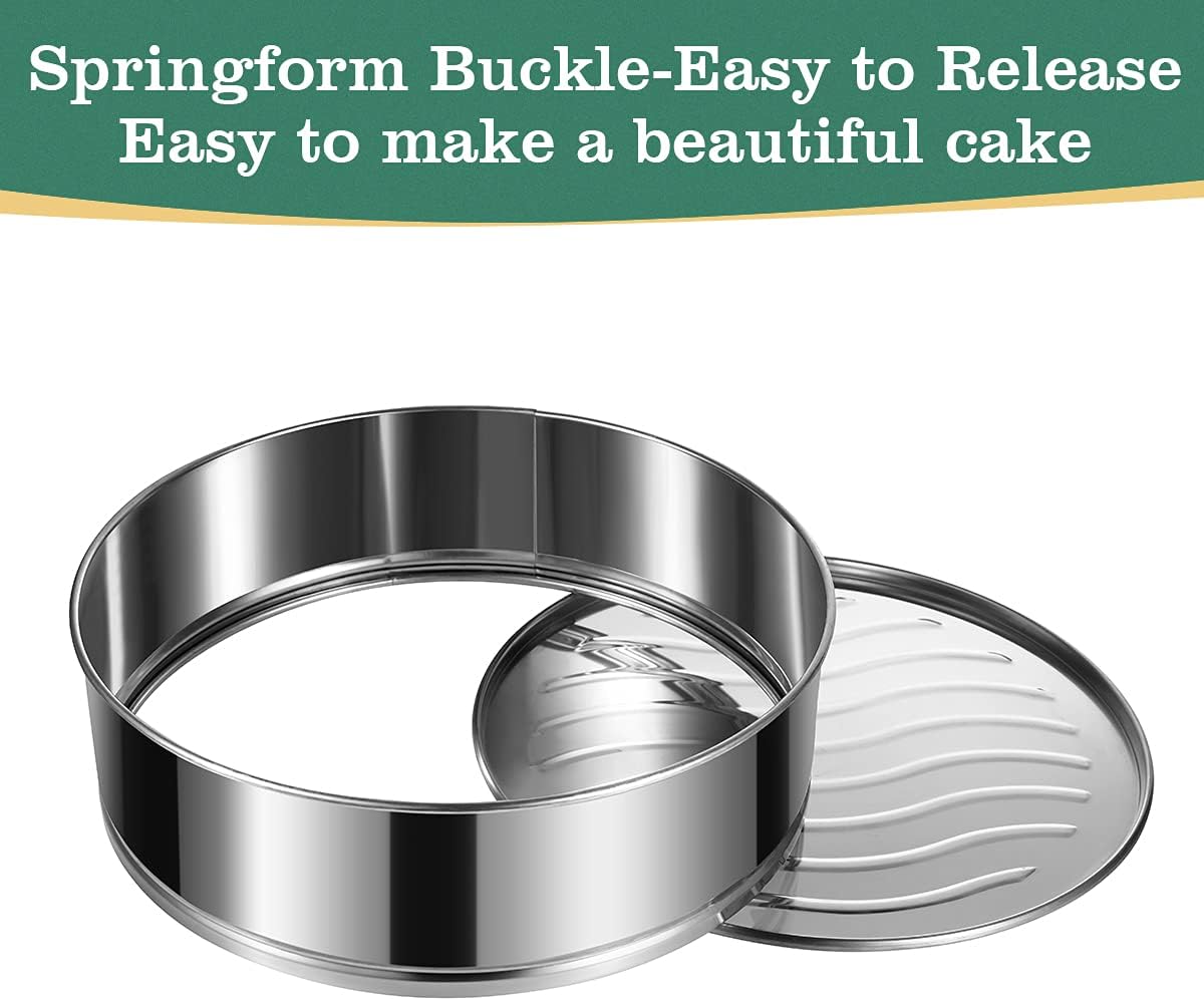 Springform Pan, Stainless Steel Springform Cake Pan, Leakproof &amp; Nonstick Cheesecake Pan, 4" 7" 9" Round Cake Molds with 50 Pcs Paper Liners and 7 Pcs Piping Tips