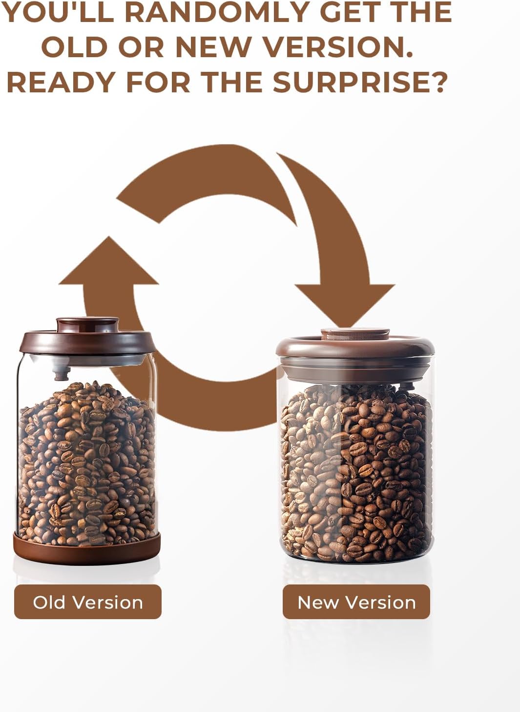 Glass Coffee Bean Canister, 10oz Airtight Coffee Container with Pop Top Lid | Keep freshly roasted beans flavorful with CO2 valve. Ideal for coffee lovers, kitchen counters, tea, sugar and spice storage