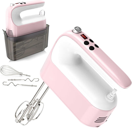9-Speed Digital Hand Mixer Electric, 400W DC Motor, Hand Mixer electric Handheld with Snap-On Storage Case, Touch Button,