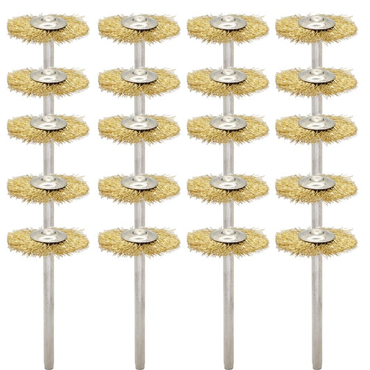 20PCS T-shaped Brass Wire Brushes - Metal Rust Removal, Cleaning, and Polishing - 22mm Diameter, 1/8″ (3mm) Shaft - Removes