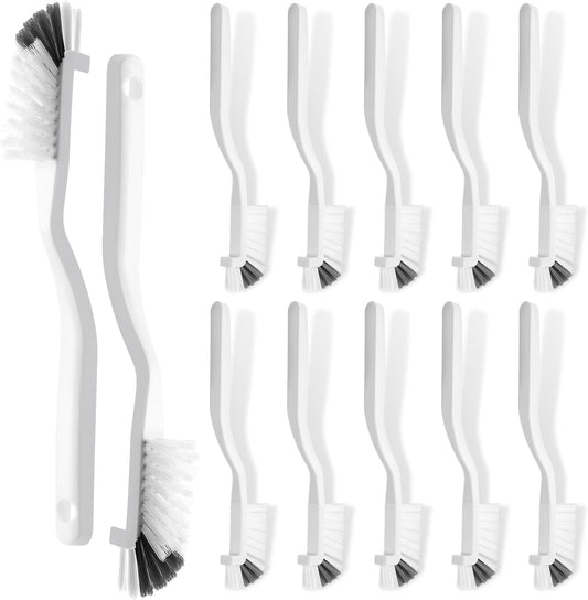 Yinkin 12 Pcs Kitchen Scrub Brush Bulk Sink Bathroom Edge Corner Cleaning Brush Right Angle Mini for Grout Household