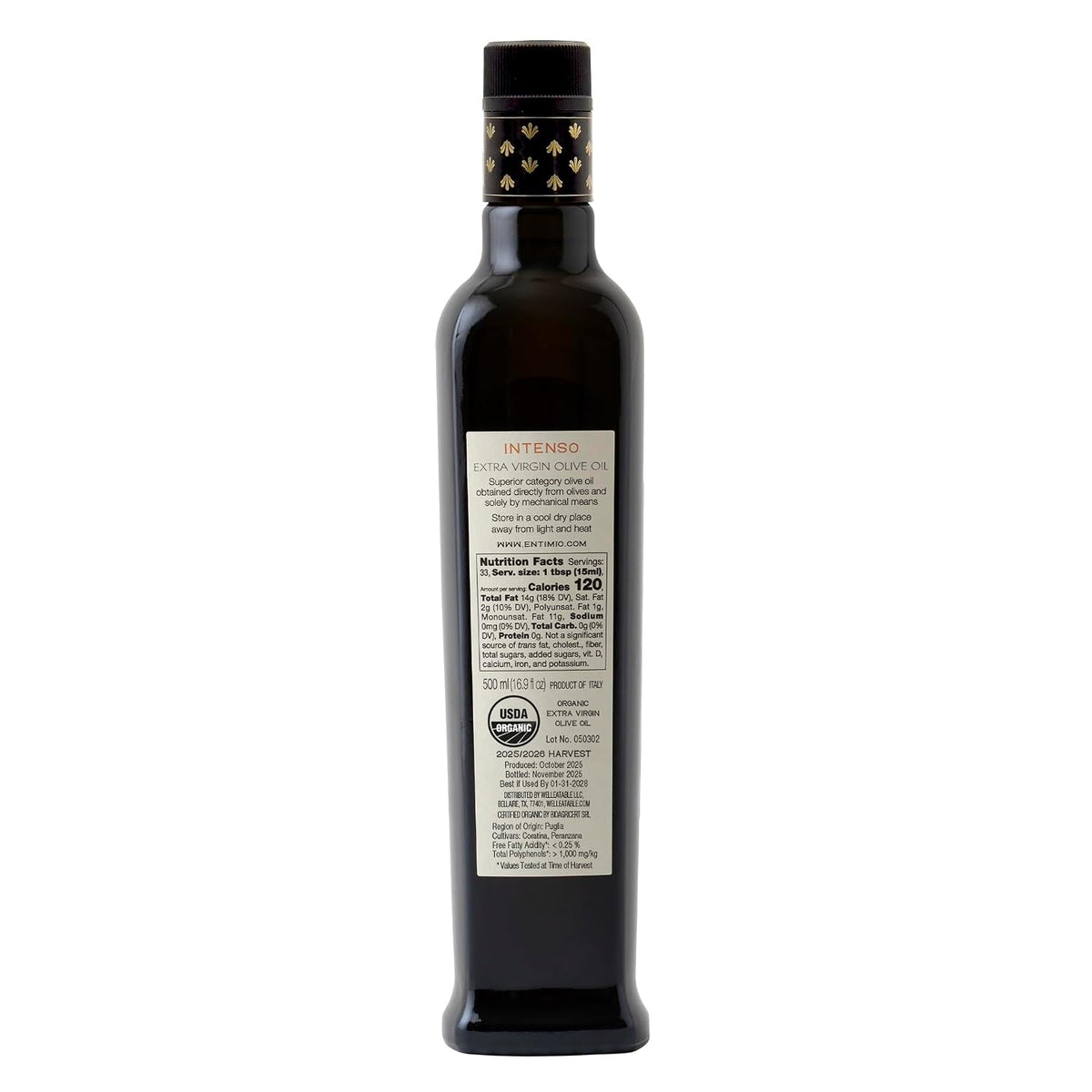 Entimio Intenso Organic Italian Extra Virgin Olive Oil from Italy