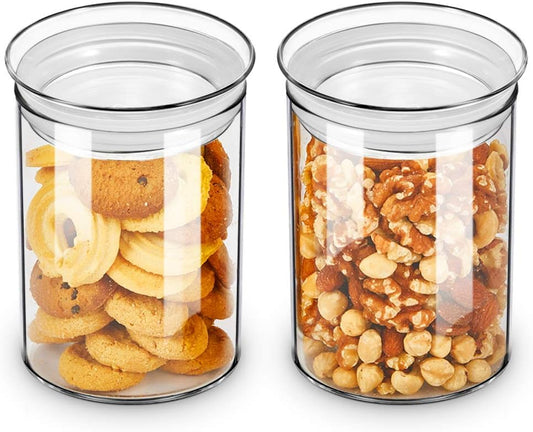 ZENS 27oz Glass Jars with Airtight Lid Set of 2, Clear Glass Storage Containers, Glass Kitchen Canisters with Airtight Lids,