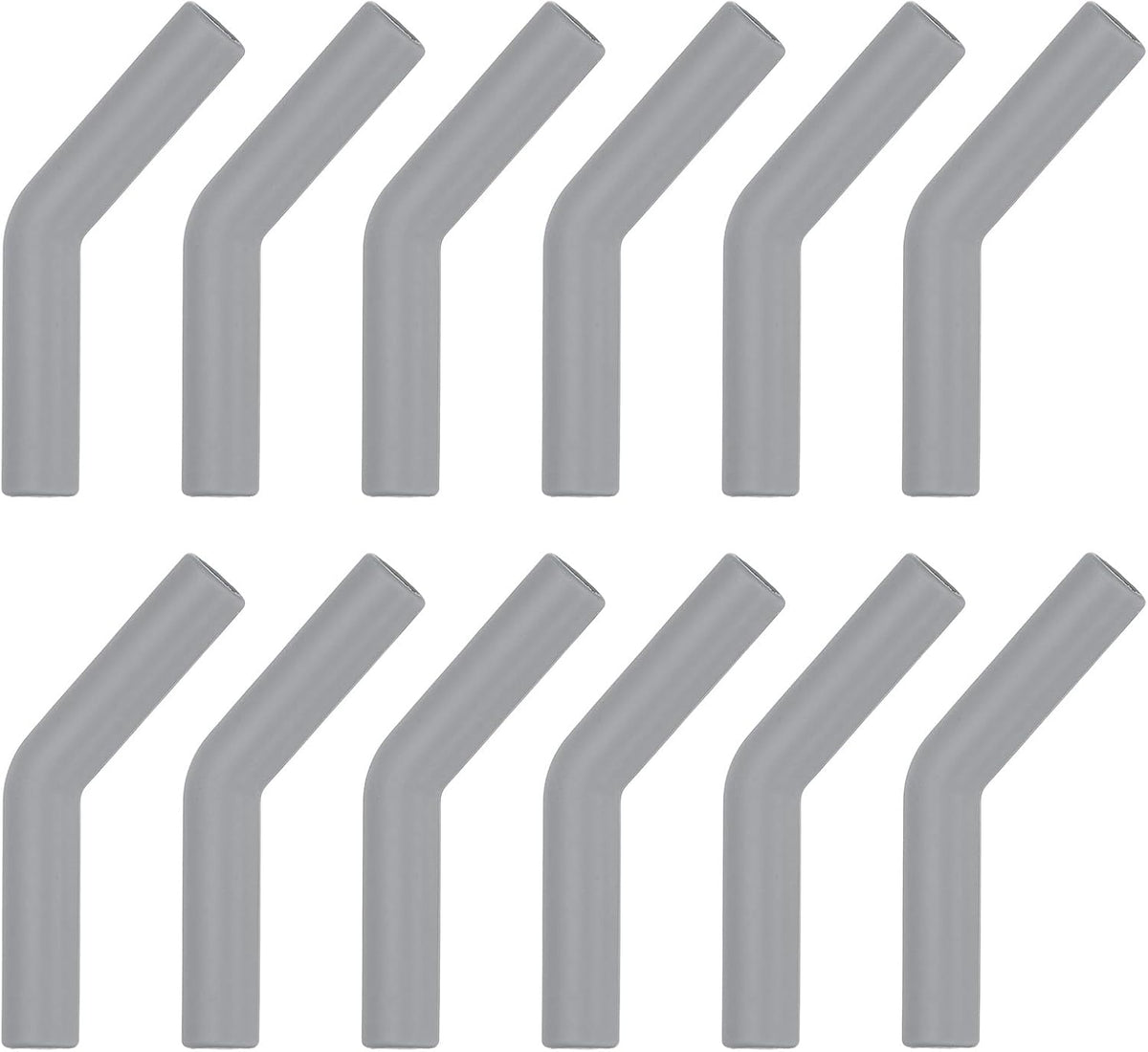 uxcell 12Pcs Silicone Straw Tips, Silicone Straw Elbows Tip, Soft Reusable Metal Straw Covers Fit for 10mm/0.39" OD Stainless Steel Straws, Grey