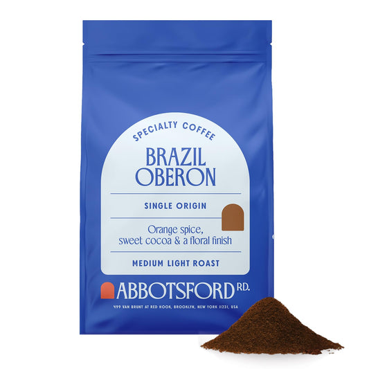 Brazil Oberon Ground Coffee, Medium Light Roast Ground Coffee with Orange Spice & Cocoa, 12 oz Brazilian Coffee Bag, Single