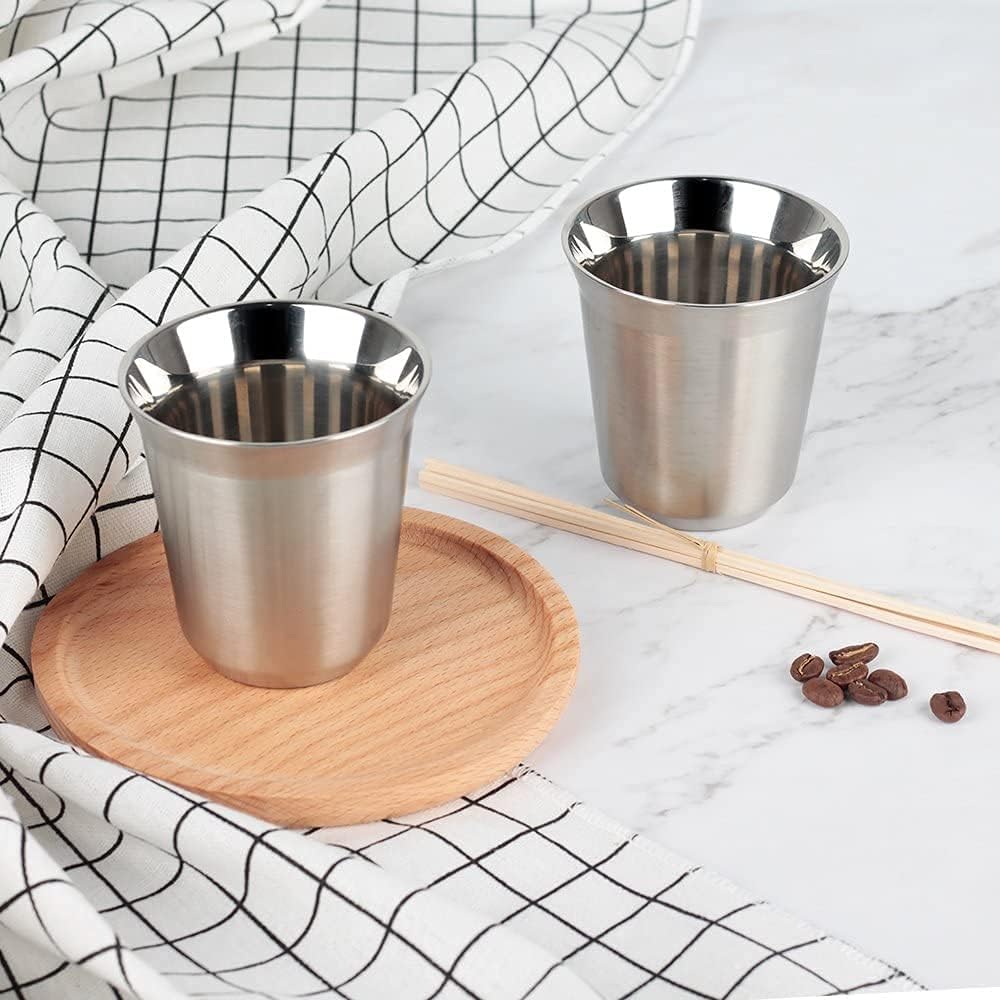 RECAPS 80ml Stainless Steel Espresso Cups Set (Stainless Steel)