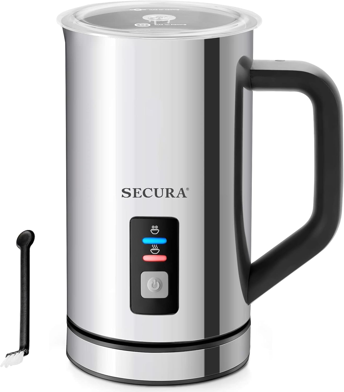 Secura Milk Frother, Automatic Hot &amp; Cold Foam Maker, 16.9oz Milk Warmer | Stainless Steel, Easy Cleaning, Strix Temperature Control, One-Touch Operation, Rich &amp; Creamy Milk Froth for Latte