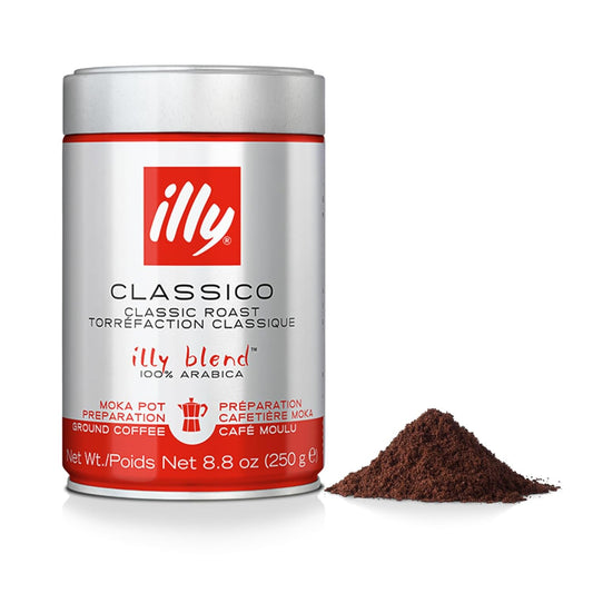 illy Ground Coffee Moka - 100% Arabica Flavored Coffee Ground - Rich Aromatic Coffee Grounds Profile – Classico Medium Roast