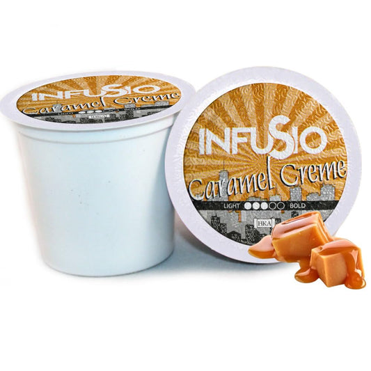 InfuSio Coffee Pods 96 Count - Caramel Crème, Medium Roast Single Serve Coffee Pods for Keurig K Cups Brewers - InfuSio