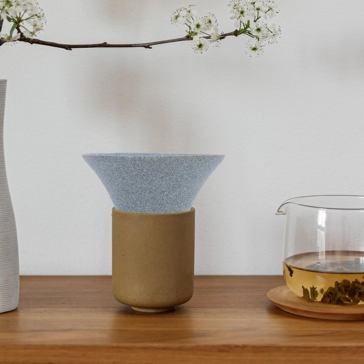 Healeved Ceramic Tea Filter Cup Reusable Tea Strainer for Loose Leaf Coffee Filter Ceramic Dripper with Fine Holes 4.33 X 4.33 X 2.16 in for Home and Restaurant Use