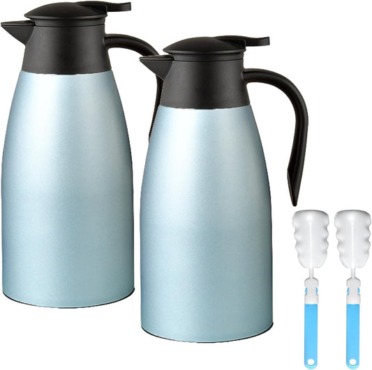 70 oz Thermal Coffee Carafe, Updated 2 PCS Insulated Stainless Steel Coffee Carafes for Keeping Hot Coffee & Water Hot