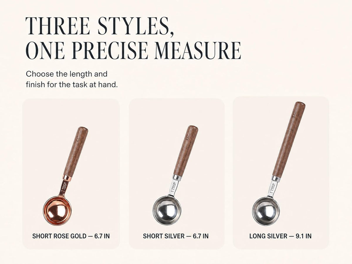 KKC HOME ACCENTS 1 Tbsp Measuring Spoon Silver Long Wooden Handle 15ml