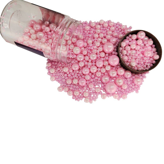 Edible Pink Sugar Pearls Candy Sprinkles 120G/ 4.23Ounce Baking Cake Sprinkles Cupcake and Cake Topper Cookie Decorations