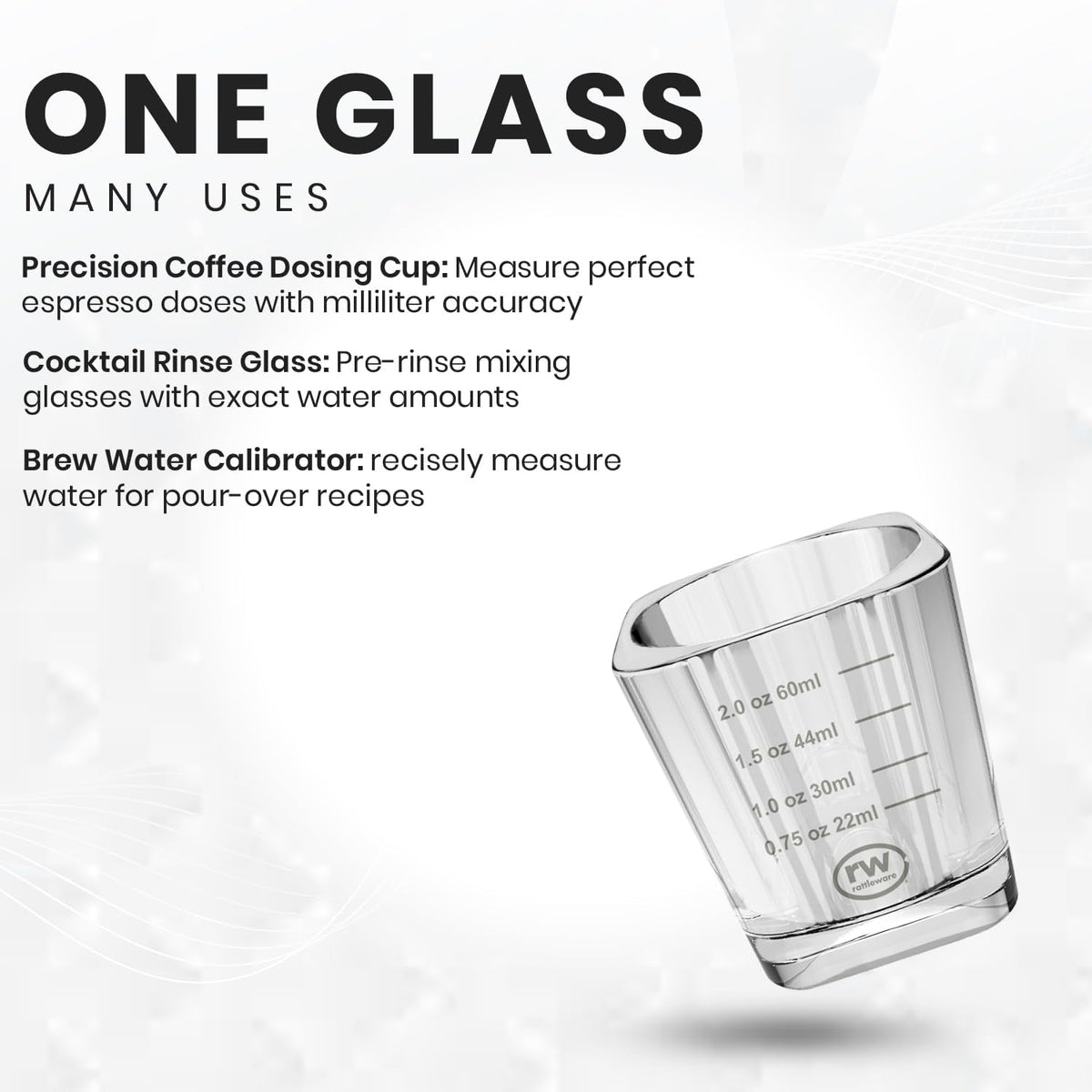 Rattleware 2 Oz Graduated Shot Glass Espresso Cocktail Measuring Glass Cups