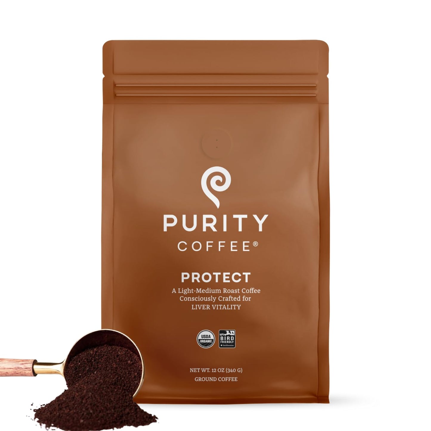 PROTECT High Antioxidant Light-Med Roast Ground (12oz Bag) | Specialty-Grade USDA Organic Arabica Blend | Third Party Tested for Mold, Mycotoxins &amp; Pesticides