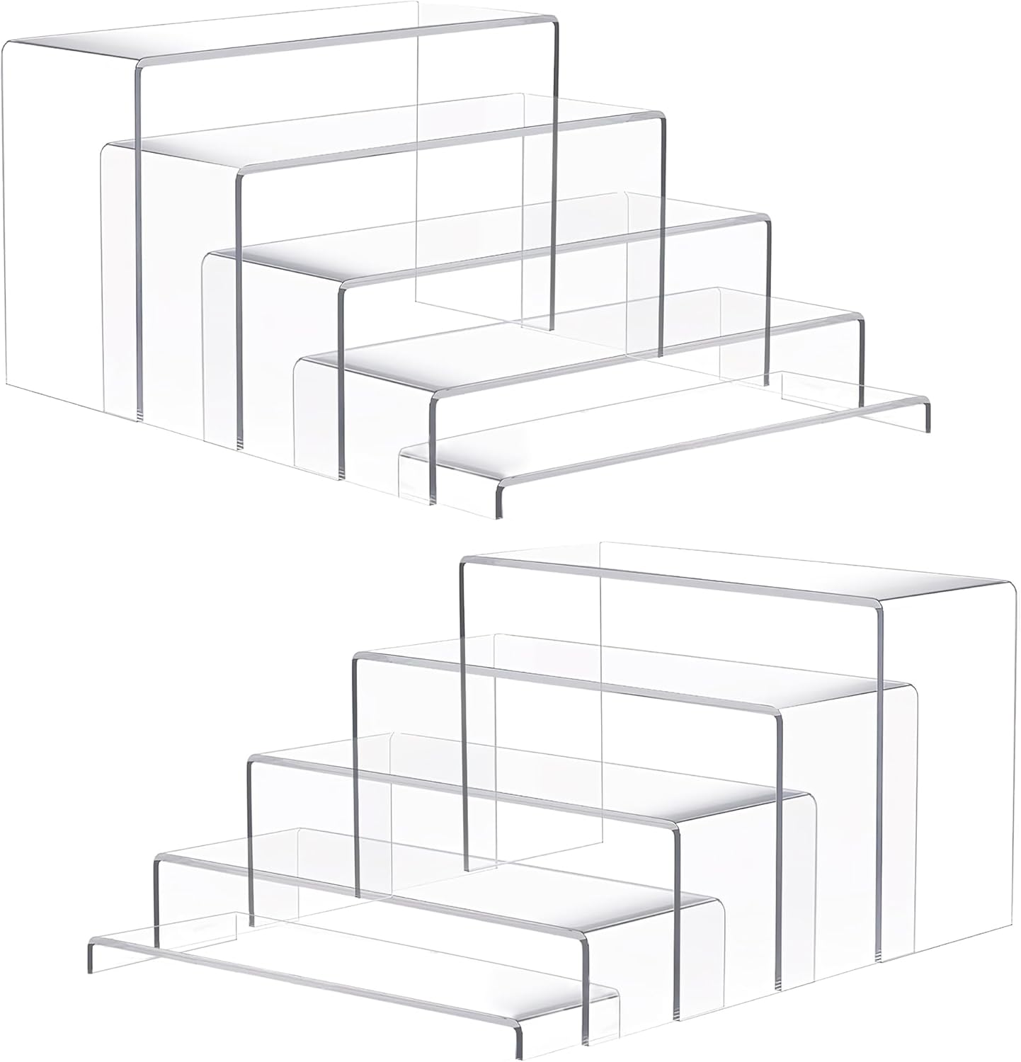 Goabroa12" Large Display Risers, 10 Pcs Rectangular Clear Display Stands | Display Shelves for Funko Pop Figures, Cupcake Stands, Dessert, Collection, Vendor Events