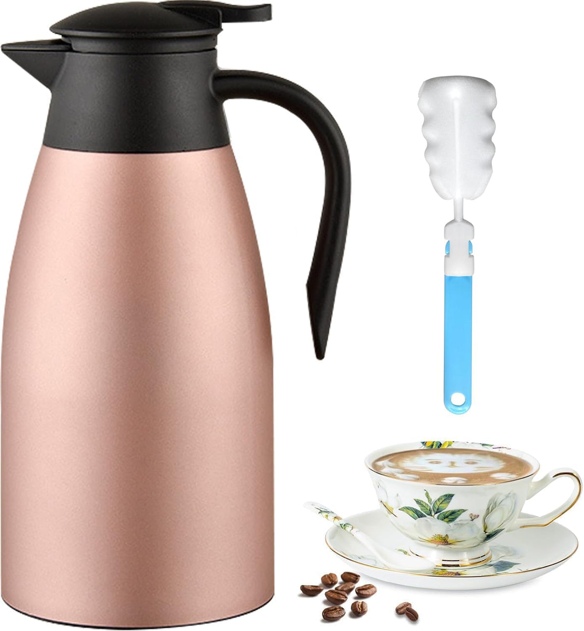 70 oz Thermal Coffee Carafe, Updated Insulated Stainless Steel Coffee Carafes for Keeping Hot Coffee &amp; Water Hot Beverage-12Hours, Double Walled Vacuum Coffee Carafe(Pink)