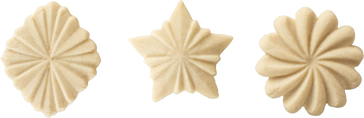 Nordic Ware Pretty Pleated Cookie Stamps Silver Cast Aluminum with Wood Handles