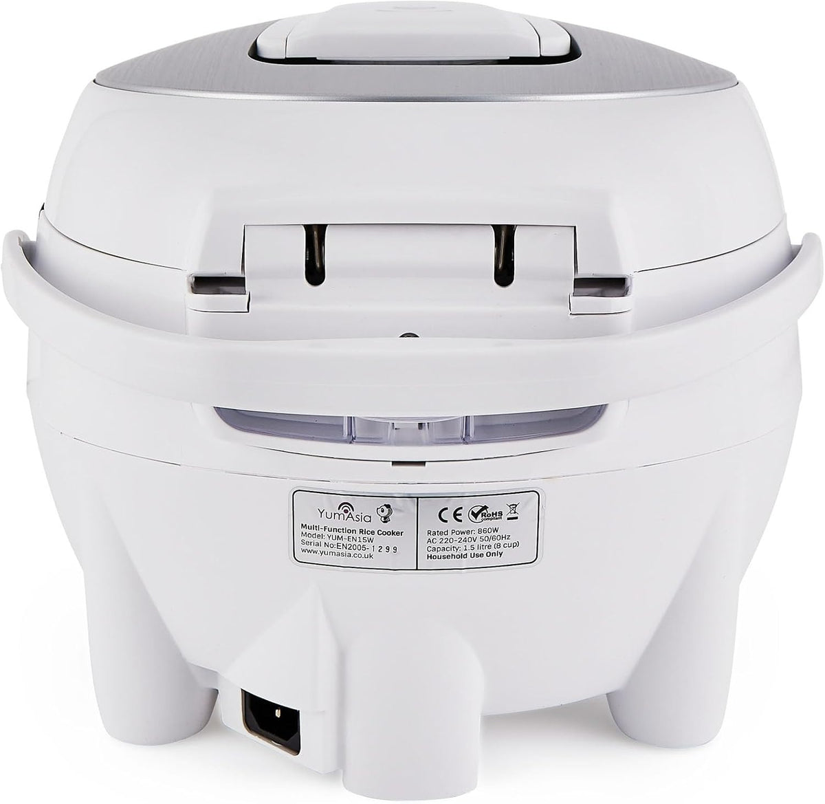 Yum Asia Sakura Rice Cooker with Ceramic Bowl and Advanced Fuzzy Logic (8 Cup, 1.5 Litre) 6 Rice Cook Functions, 6 Multicook Functions, Motouch LED Display, 120V Power (White and Siver)