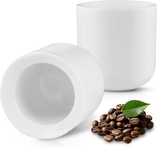 A set of 2 matte white ceramic espresso cups, thickened cup walls, slanted mouth design, each with a capacity of 3 ounces,