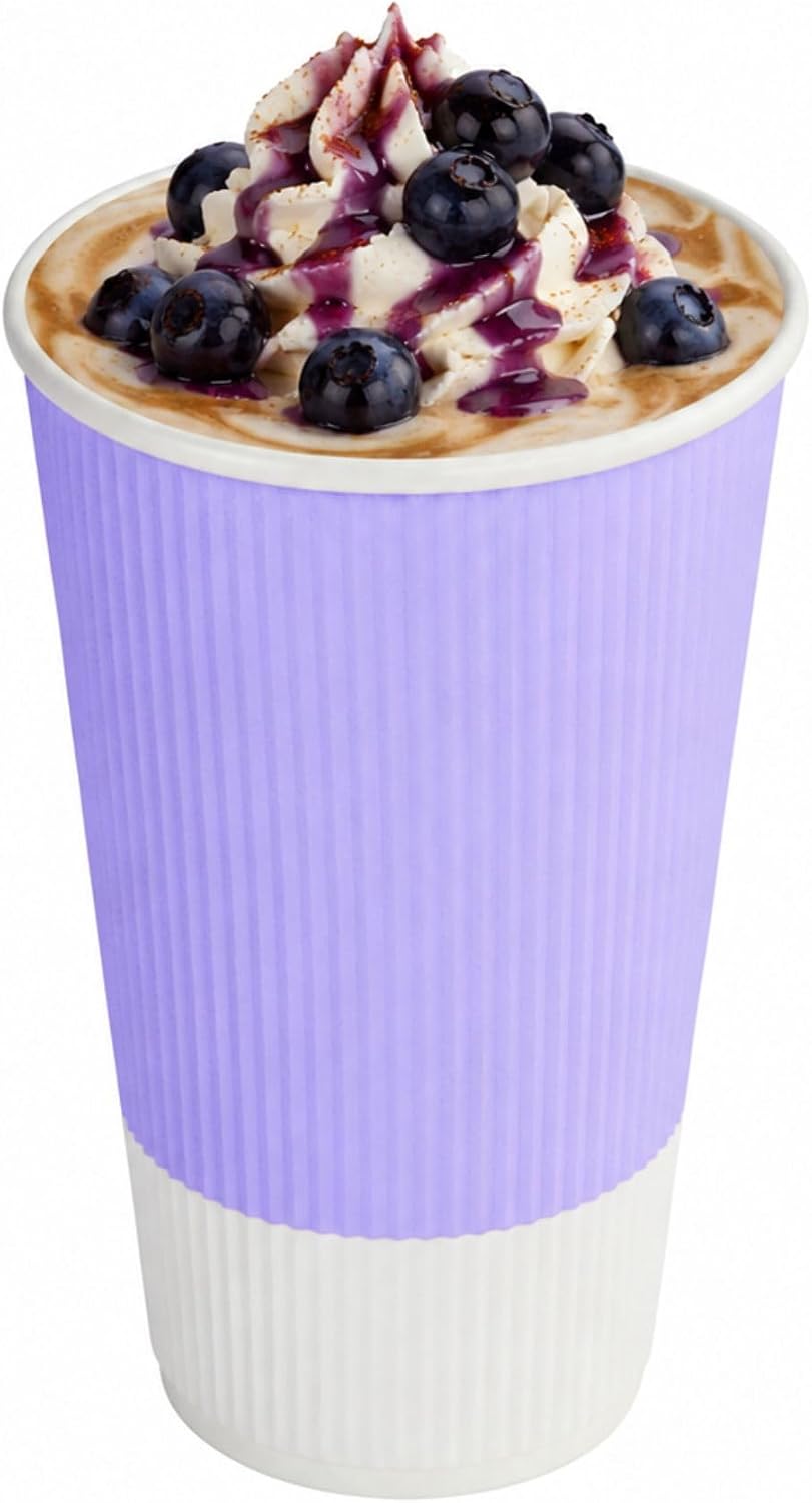 Restaurantware 16 oz Purple Paper Light Coffee Cup, 25 Pack