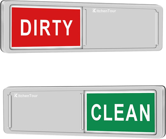 KitchenTour Clean Dirty Magnet for Dishwasher Upgrade Super Strong Magnet - Easy to Read Non-Scratch Magnetic Silver