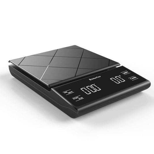KitchenTour Coffee Scale with Timer - Digital Multifunction Weighing Scale with 3kg/0.1g High Precision - Pour Over Drip -