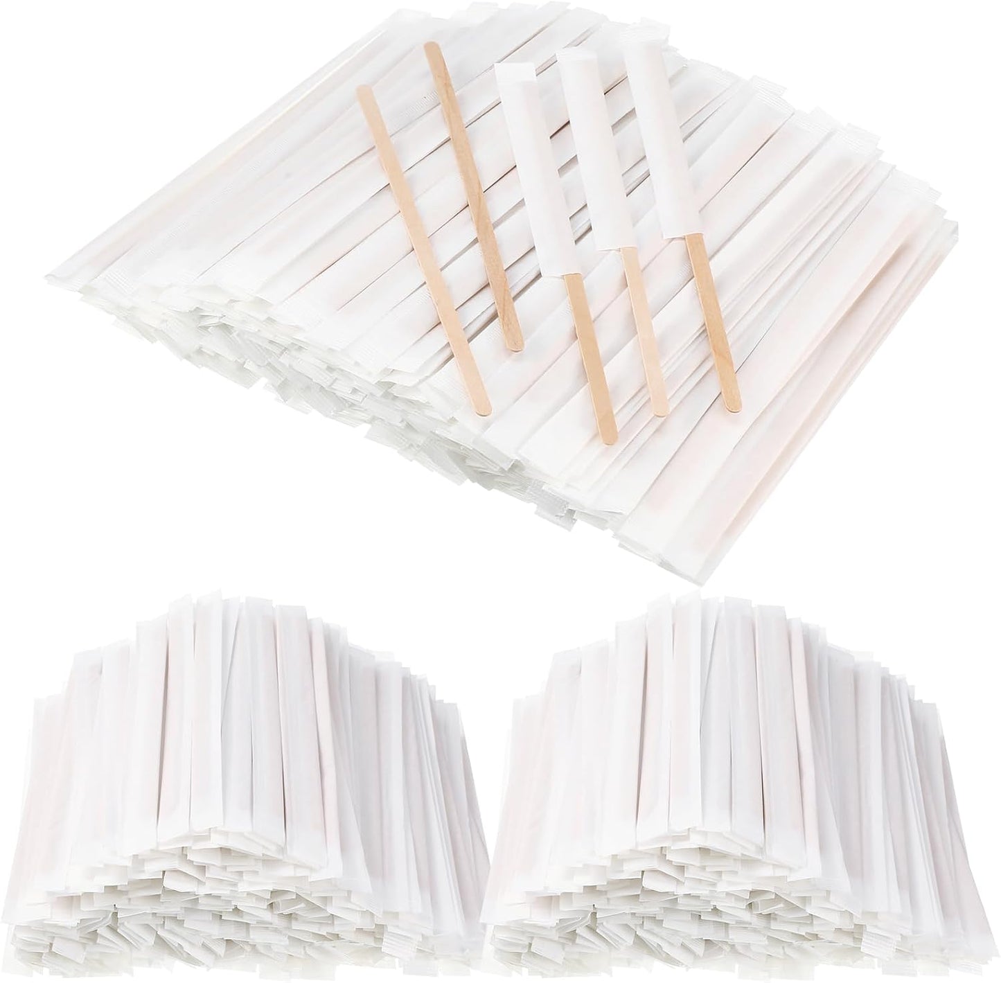 Amyhill 1000 Pcs Individually Wrapped Wooden Coffee Stirrers, 5.5 Inch | Disposable Coffee Stir Sticks, round End Sticks Bulk, Wood Stirrers for Cocktail Hot Drinks Restaurant Bar Home Office
