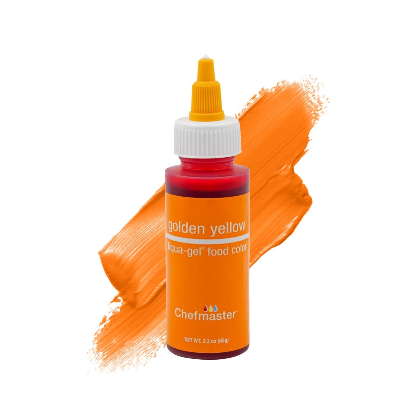 Chefmaster Golden Yellow Liqua-Gel® Food Coloring | Vibrant Color | Professional-Grade Dye for Icing, Frosting, Fondant | Baking &amp; Decorating | Fade-Resistant | Easy-to-Use | Made in USA | 2.3 oz