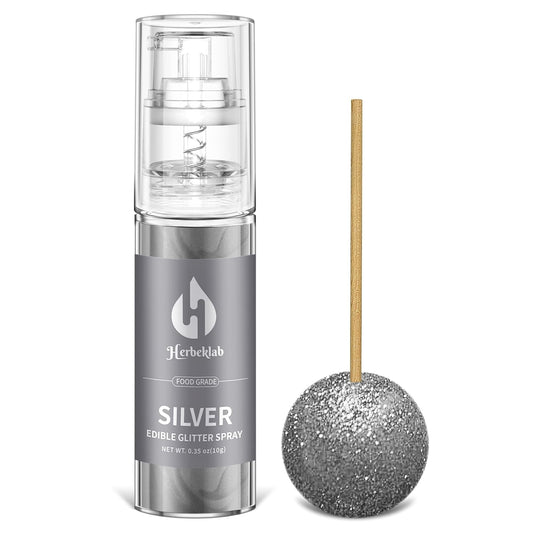 Silver Edible Glitter Spray - 10g Edible Silver Glitter for Cakes Food Grade Metallic Shimmer Powder Cake Sprinkles for
