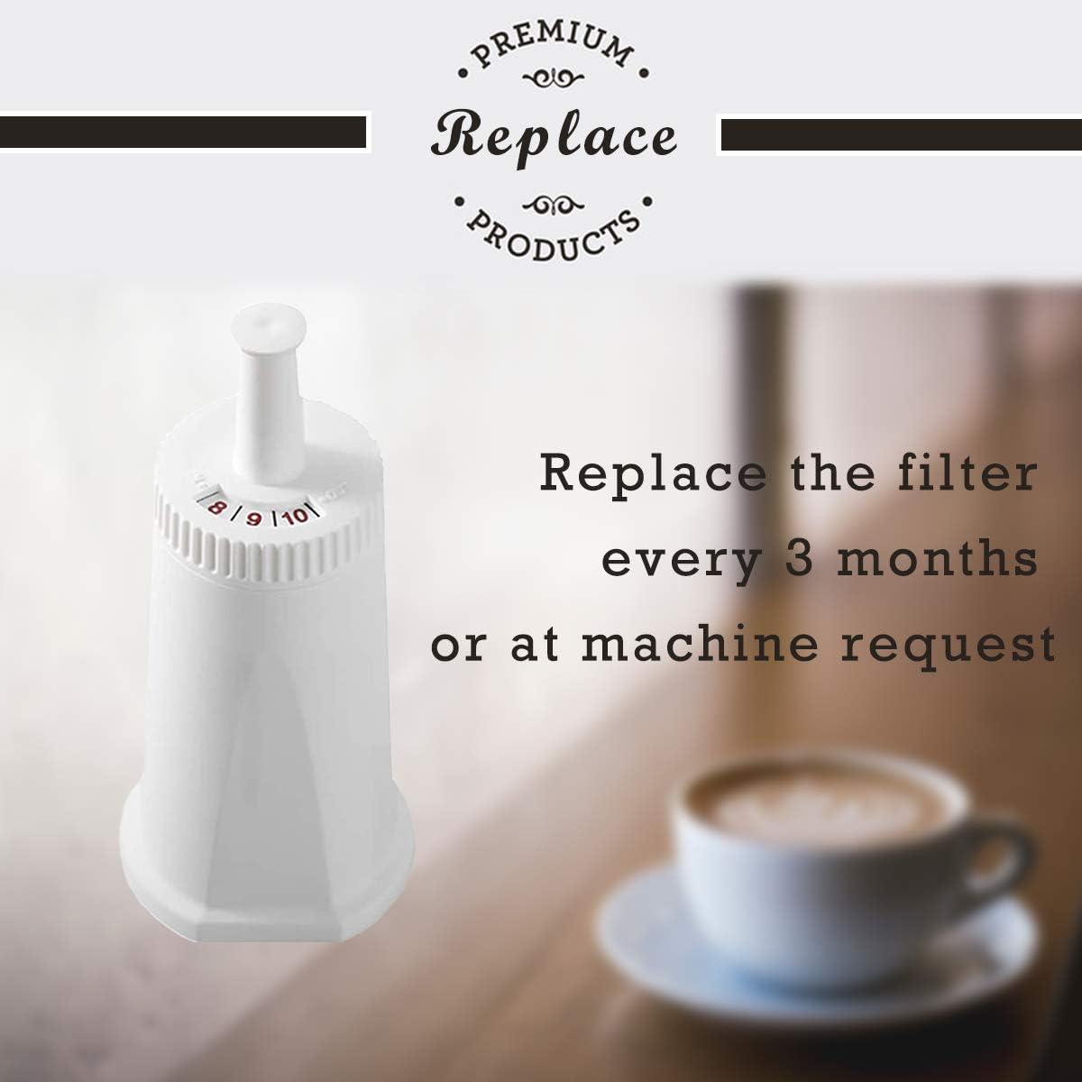 4 Pack Replacement Water Filter Compatible with Breville Sage Claro Swiss For Oracle Barista Bambino Espresso Coffee Machine Part #BES008WHT0NUC1