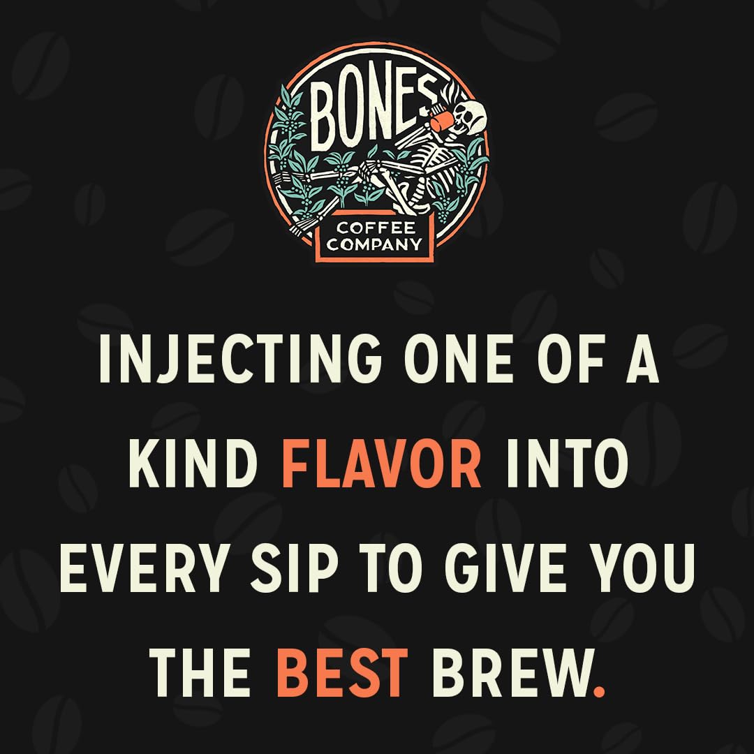 Bones Coffee Company Dragon's Lair - Dark Roast Coffee - Ground - Low-Acid Arabica Coffee Beans - South/Central America and Indonesia Grown - Unflavored - 12 Oz