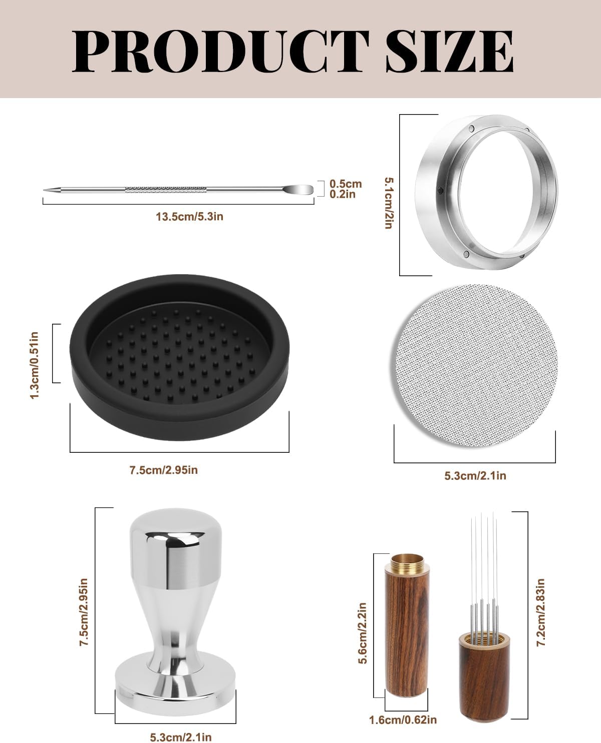Espresso Accessories Set, 53mm Espresso Tampera &amp; Dosing Funnel