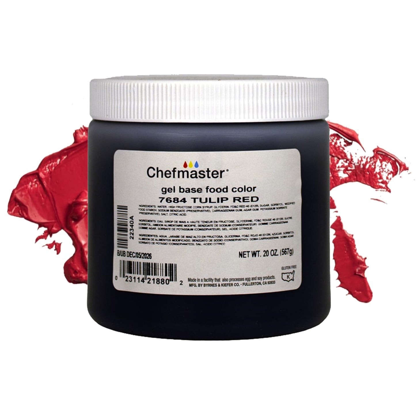 Chefmaster Tulip Red Gel Food Coloring | Vibrant Color | Professional-Grade Dye for Icing, Frosting, Fondant | Baking &amp; Decorating | Fade-Resistant | Easy-to-Use | Made in USA | 20 oz