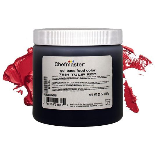 Chefmaster Tulip Red Gel Food Coloring | Vibrant Color | Professional-Grade Dye for Icing, Frosting, Fondant | Baking &amp; Decorating | Fade-Resistant | Easy-to-Use | Made in USA | 20 oz
