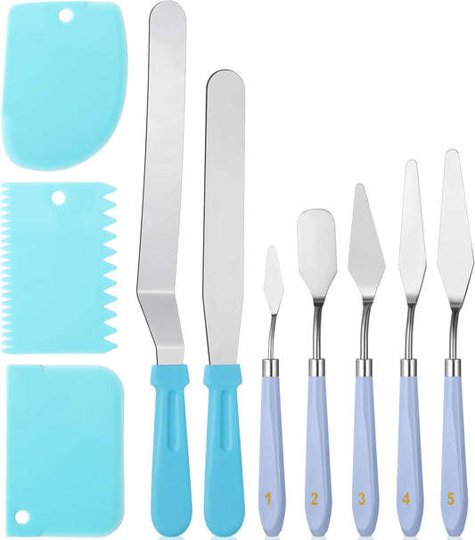 10 Pcs cake spatula set Decorating Kit Baking Supply Accessories Tools for Beginners and Pros Includes 2 Frosting Straight