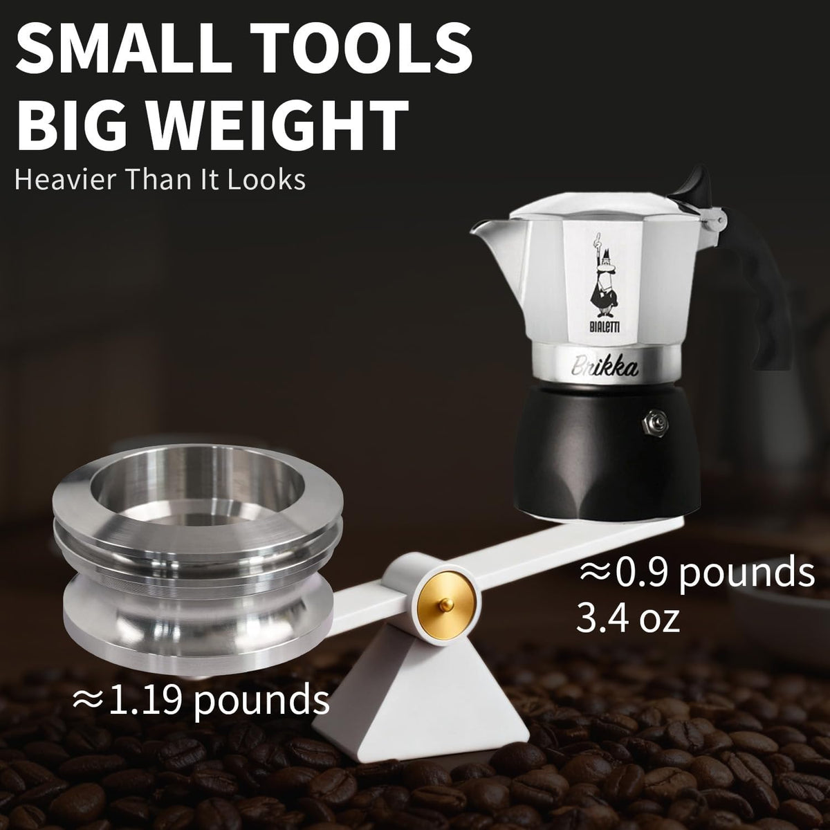 4-6-Cup Moka Pot Tamper, 304 SS Dosing Funnel &amp; Distributor, Silver | Suitable for Moka pots with a diameter of 2.76-2.83 Inches
