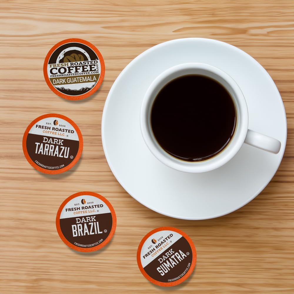 Fresh Roasted Coffee, Dark Roast single Origin Variety Pack K-Cup Pods for Keurig Brewers, Kosher, 96 Count Loose Pack