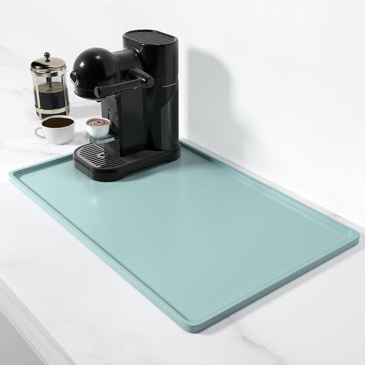 Rnivvi Silicone Coffee Mat, 12" x 19" Waterproof Raised Edge Coffee Bar Mats for Espresso Machine Station Accessories, Heat