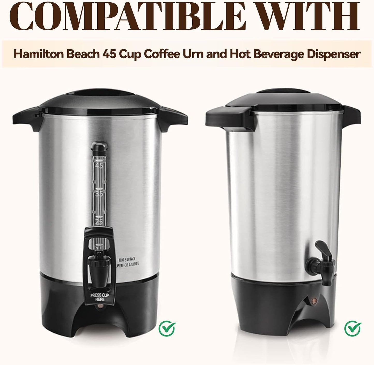 150Pcs Unbleached Paper Coffee Filters for Hamilton Beach 45 Cup 40515G | Disposable Large Coffee Filters for Most 30-50 Cup Coffee Maker, Unbleached, Easy Cleanup, Fast Flow, Smooth Coffee Filters