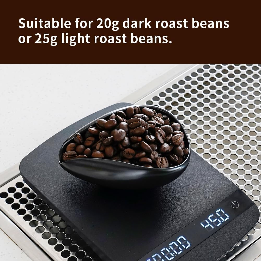 watchget Ceramic Coffee Dosing Cup &amp; Tea Storage Tray, Black | Single Dose Measuring Container for Coffee Beans &amp; Loose Leaf Tea Dosing Vessel; Hold 20-25g Coffee Beans