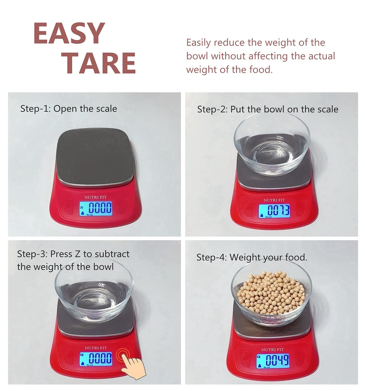Ultra Slim Food Scale Digital Kitchen Scales Weight Grams Oz Red | Stainless Steel Panel, 1g Increment, Max 11lbs, Backlit Screen, High Precision, Coffee Making, Meal Prep, Include Batteries