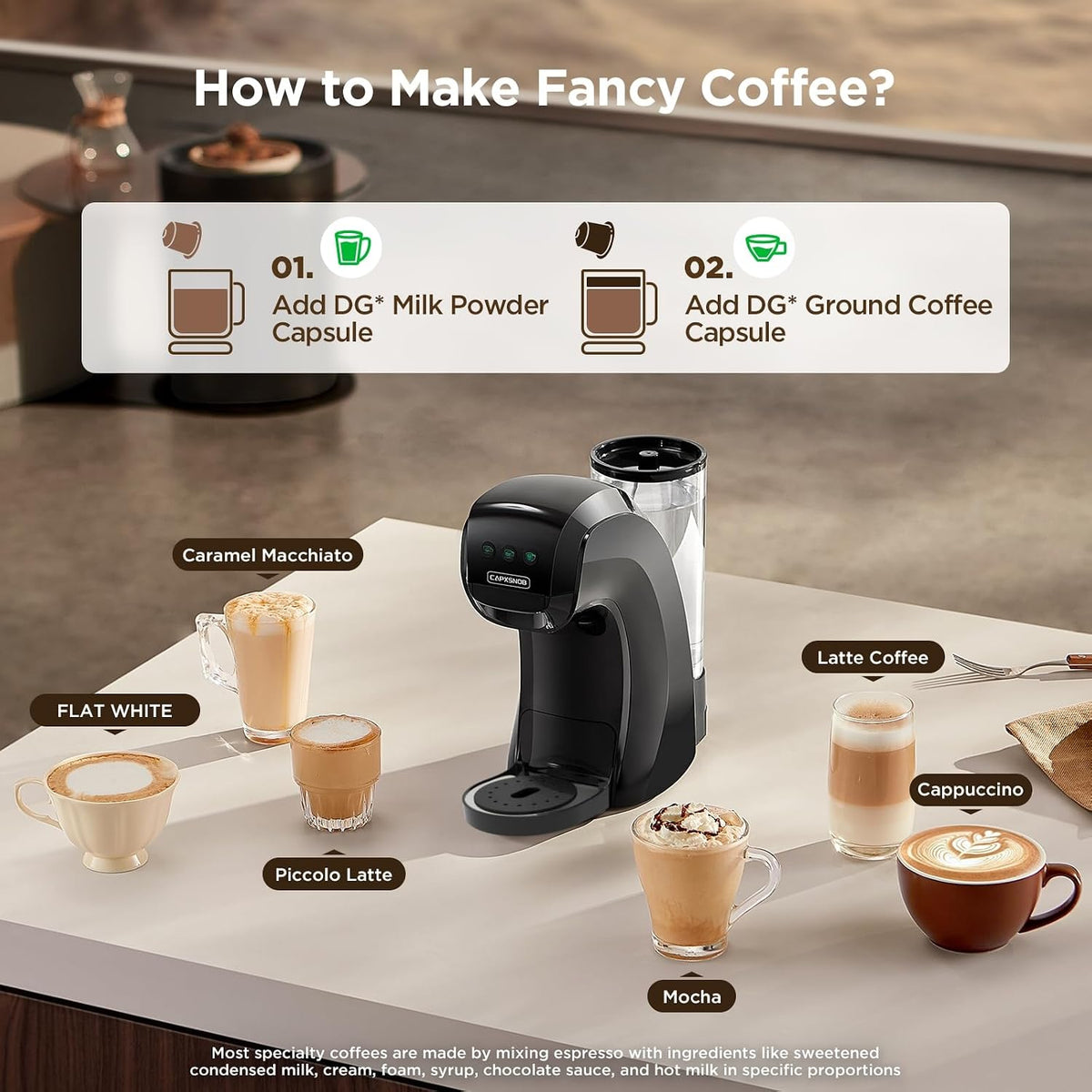 Warriors1 4-in-1 Coffee Maker &amp; Espresso Machine for Pods &amp; Grounds, 20Bar | Fits K Cup/Nespresso/Dolce Gusto/Grounds, 3 Cup Sizes, Custom Brew Time/Temp, 5.3"W for Home/Office, BPA-Free &amp; Durable Build