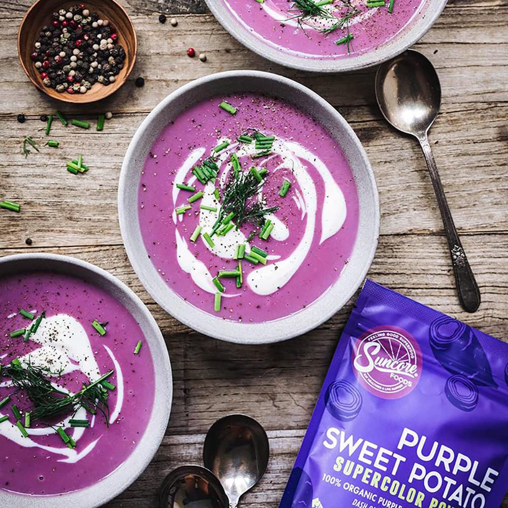 Suncore Foods Purple Sweet Potato Powder 16oz | Gluten Free | Vegan | Natural Purple Food Coloring, For Baking, Sourdough, Frosting, Desserts, Smoothies, Milk Tea, Boba, Non-GMO, Resealable Pouch