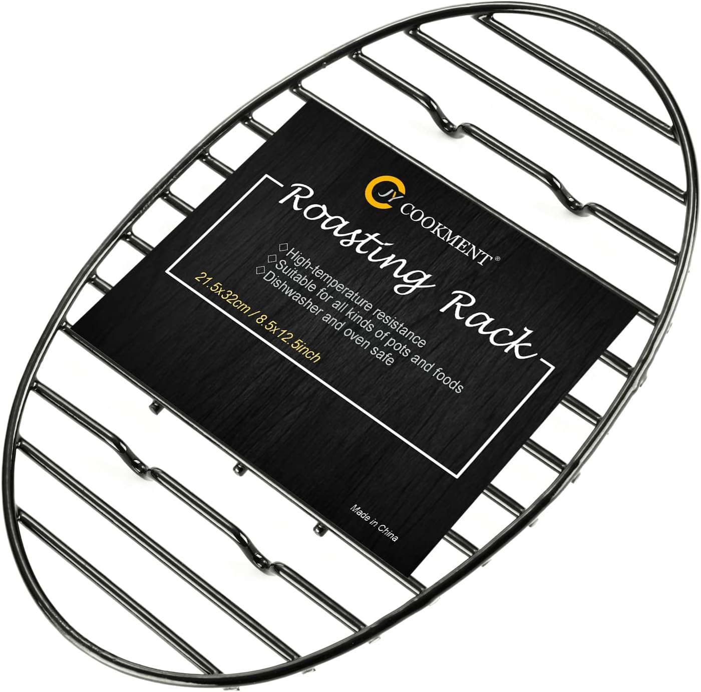 Roasting Rack with Integrated Feet, Cooling Drying Rack With Enameled Coating, PTFE Free, Great for Cooking, Roasting, Drying, Grilling, Dishwasher Safe (12.5"x8.5")