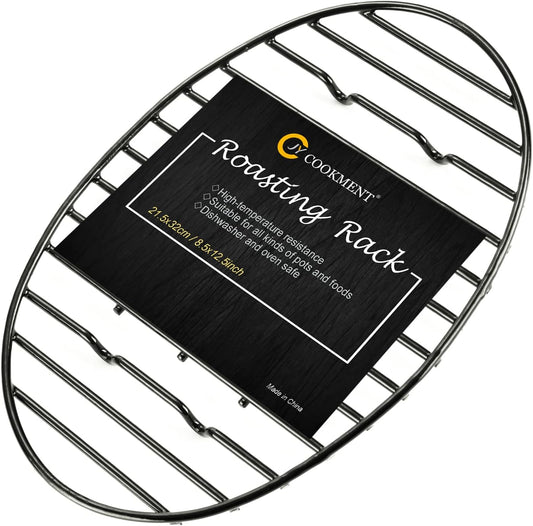 Roasting Rack with Integrated Feet, Cooling Drying Rack With Enameled Coating, PTFE Free, Great for Cooking, Roasting, Drying, Grilling, Dishwasher Safe (12.5"x8.5")